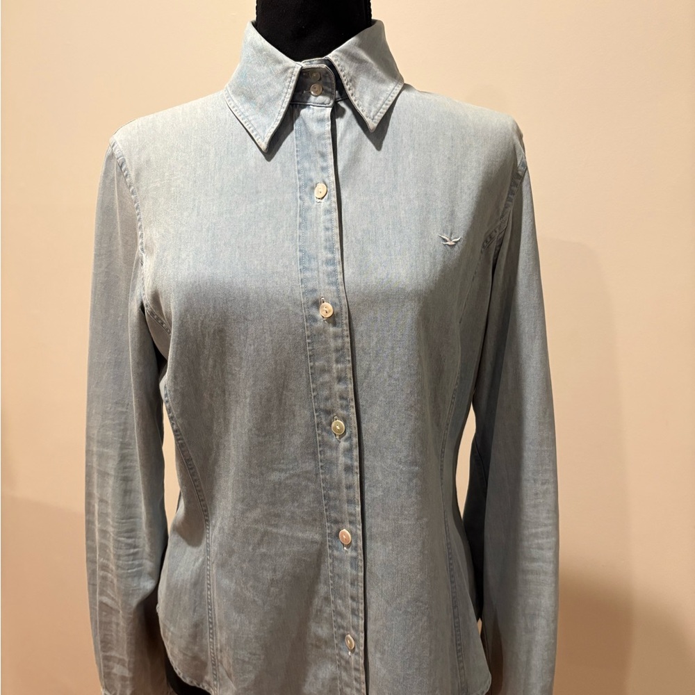 Faconnable Light Wash Denim Button-Up Shirt - Light Blue